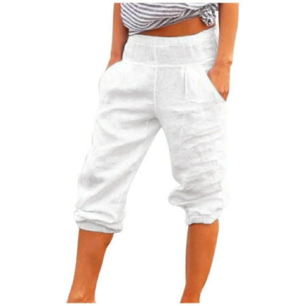 Cherish linen small highrise white made in Italy pants